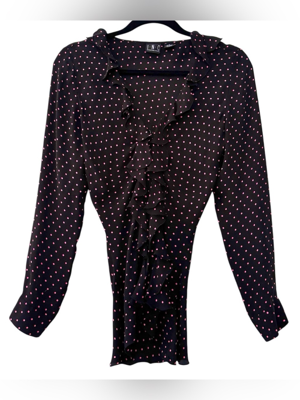 Vintage Y2k INC International Concepts polka dot ruffle blouse
